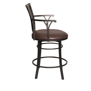 Steve Silver Bayview 24-Inch Upholstered Swivel Counter-Height Chair In Gun Metal Powder