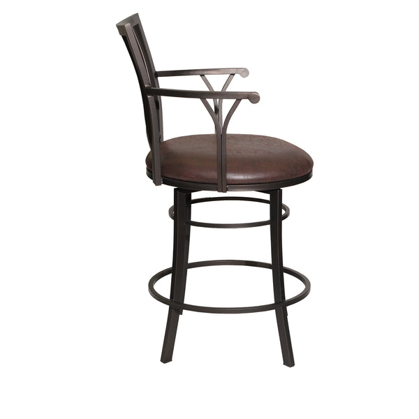 Steve Silver Bayview 24-Inch Upholstered Swivel Counter-Height Chair In Gun Metal Powder