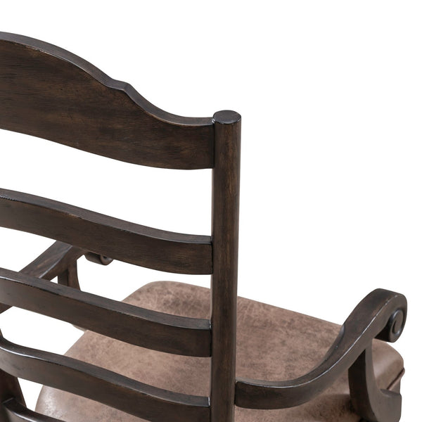 Liberty Furniture Paradise Valley Saddle Brown Upholstered Leather-Like Ladderback Armchair