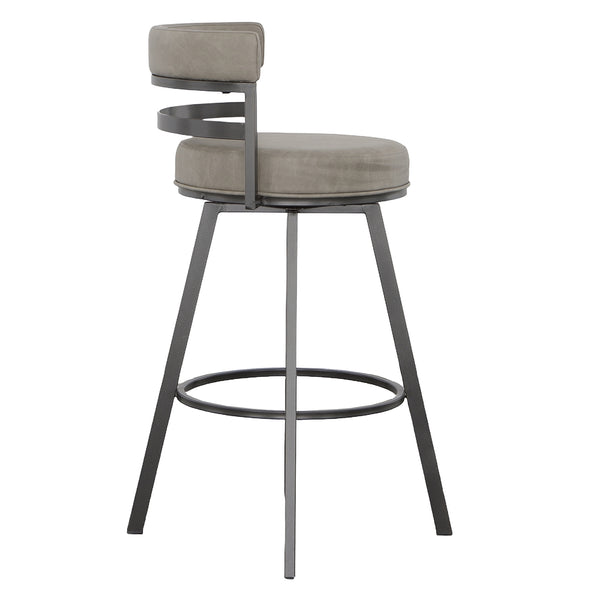 Steve Silver Gene 30-Inch Swivel Bar Stool Gray With Powder-Coated Metal Finish