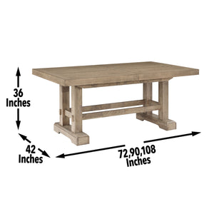 Steve Silver Napa 108-Inch Counter-Height Table With 8-Inch Leaves In Weathered Sand