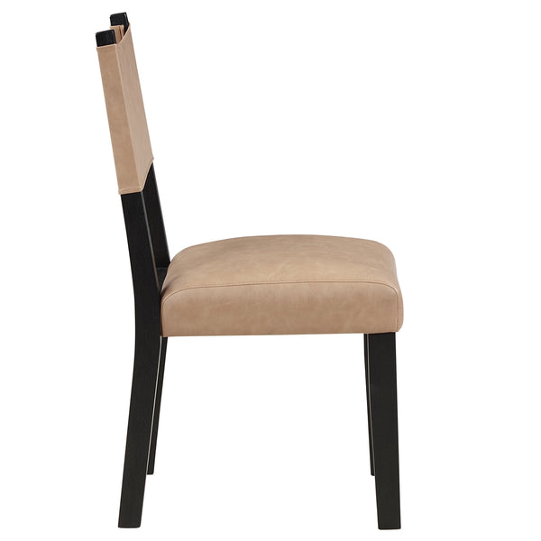 Steve Silver Aubrey Camel Faux-Leather Dining Side Chair In Black