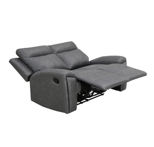 Steve Silver Gaston Manual Reclining Loveseat In Gray Vegan Leather