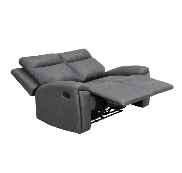 Steve Silver Gaston Manual Reclining Loveseat In Gray Vegan Leather