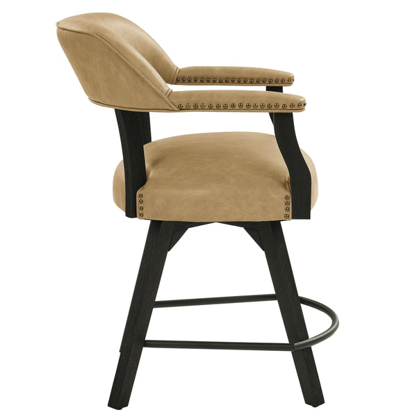 Steve Silver Rylie 24-Inch Counter Captains Chairwith Black Finish & Sand Faux-Leather