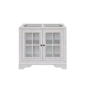 Liberty Furniture Magnolia Manor Antique White & Weathered Bark 2-Piece Bunching Display Cabinet Set with LED Lighting