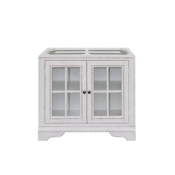Liberty Furniture Magnolia Manor Antique White & Weathered Bark 2-Piece Bunching Display Cabinet Set with LED Lighting