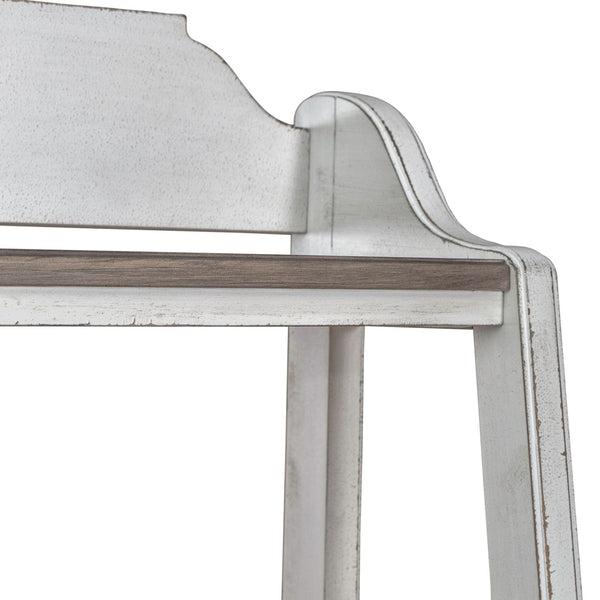 Liberty Furniture Magnolia Manor Antique White & Weathered Bark 5-Shelf Leaning Pier Bookcase