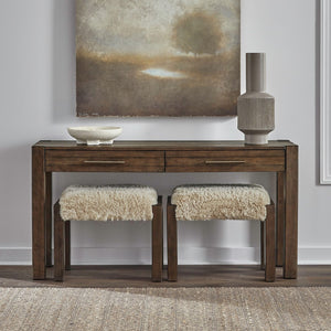 Liberty Furniture Broadmore Cobblestone Brown 3-Piece Console Table & 2 Upholstered Console Stools Set
