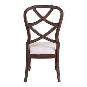Liberty Furniture Provence Park Chateau Brown Wood Back Upholstered Side Chair with Bead Molding
