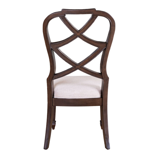 Liberty Furniture Provence Park Chateau Brown Wood Back Upholstered Side Chair with Bead Molding