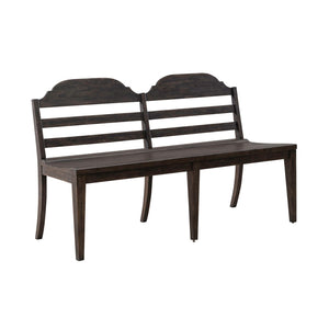 Liberty Furniture Paradise Valley Saddle Brown 6-Piece Trestle Table, 4 Leather LikeUpholstered Ladder Back Side Chairs, & Ladder Back Bench Set