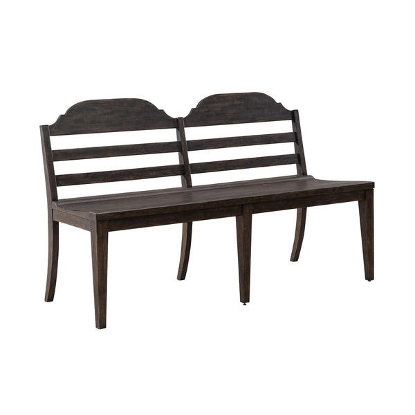 Liberty Furniture Paradise Valley Saddle Brown 6-Piece Trestle Table, 4 Leather LikeUpholstered Ladder Back Side Chairs, & Ladder Back Bench Set
