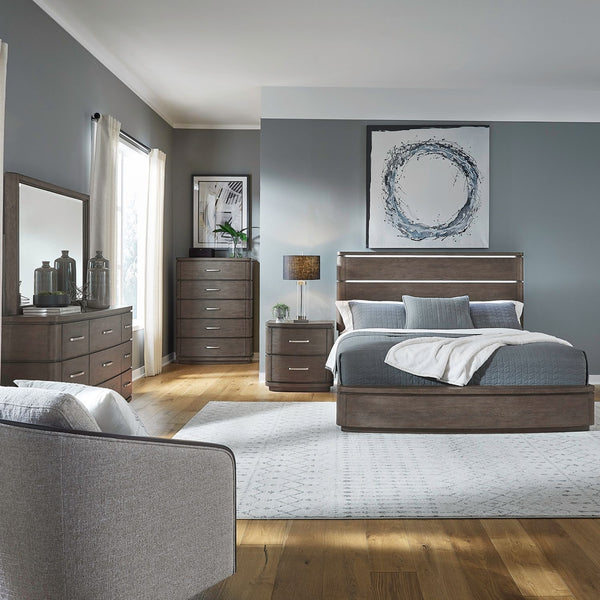 Liberty Furniture Cascade Falls Satin Espresso King Panel Headboard with LED Lighting