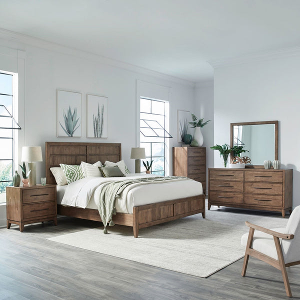 Liberty Furniture Shaker Lakes Harvest Brown King Panel Headboard with Wide Picture Frame Molding