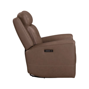 Liberty Furniture Beckham Aline Saddle Leather Swivel Glider Dual Power Recliner with USB
