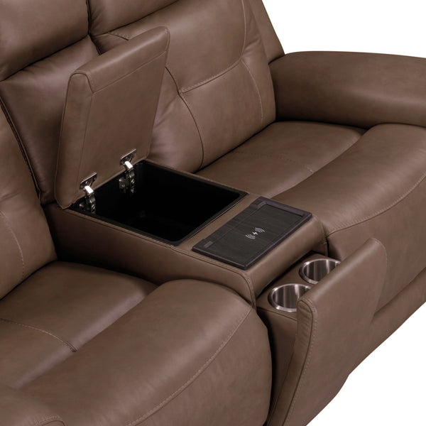 Liberty Furniture Beckham Aline Saddle Leather Dual Zero Gravity Power Recline with Powered Articulating Headrest Sofa & Console Loveseat Set with USB