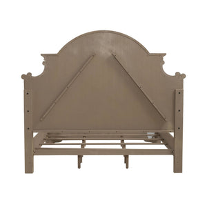 Liberty Furniture Magnolia Manor Weathered Bisque Queen Panel Bed with Intricate Bead Molding