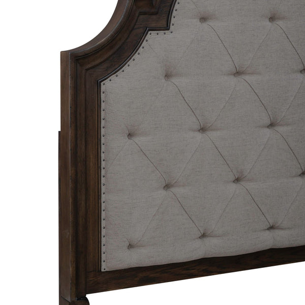 Liberty Furniture Paradise Valley Saddle Brown Queen Upholstered Bed with Bead Molding