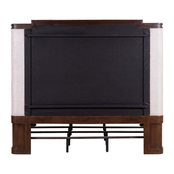 Liberty Furniture Provence Park Chateau Brown Queen Shelter Bed with Button Tufted Upholstered Panel