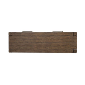 Liberty Furniture Broadmore Cobblestone Brown Console Table with Planked Top & Block Raised Legs