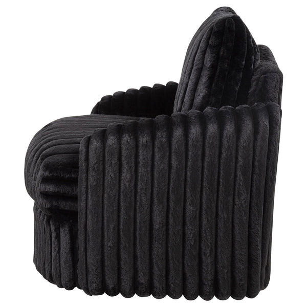 Coaster Sarco Corduroy Upholstered Swivel Accent Arm Chair Black