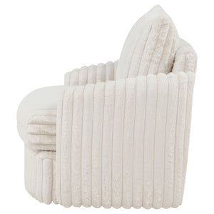 Coaster Sarco Corduroy Upholstered Swivel Accent Arm Chair Ivory