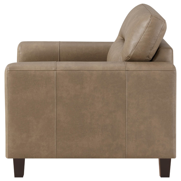 Coaster Scotland Faux Leather Upholstered Track Arm Chair Brown