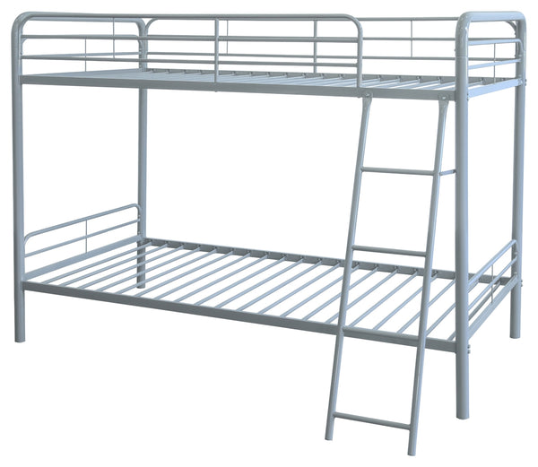 Coaster Carson Metal Twin Over Twin Bunk Bed Glossy Silver