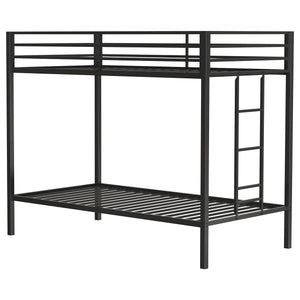 Coaster Alevera Metal Twin Over Twin Bunk Bed With Ladder Black