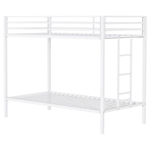 Coaster Alevera Metal Twin Over Twin Bunk Bed With Ladder White