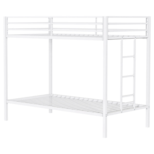 Coaster Alevera Metal Twin Over Twin Bunk Bed With Ladder White