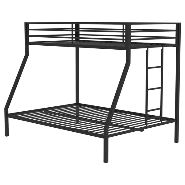 Coaster Alevera Metal Twin Over Full Bunk Bed With Ladder Black