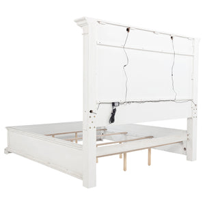 Coaster Mckinney California King LED Light Panel Bed Vintage White