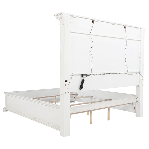 Coaster Mckinney California King LED Light Panel Bed Vintage White