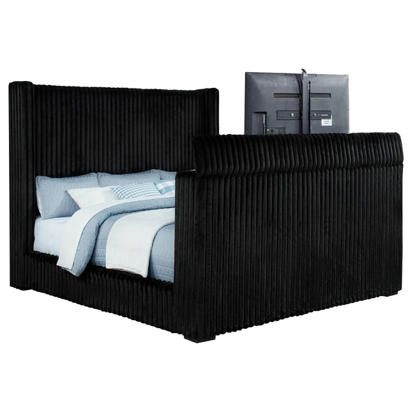 Coaster Centergrove Upholstered California King Wingback Tv Bed Black