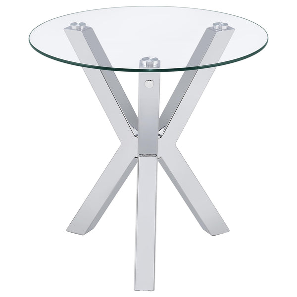 Coaster Kenzie 2-Piece Round Coffee & End Table Set Chrome