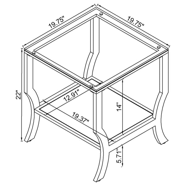 Coaster Saide 3-Piece Glass Top Coffee & End Table Set Chrome