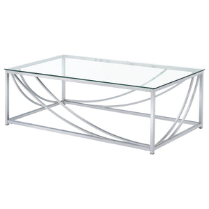 Coaster Lille 2-Piece Glass Top Coffee & End Table Set Chrome