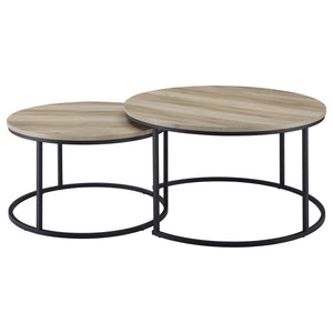 Coaster Lainey 2-Piece Round Nesting Coffee Table Distressed Pine