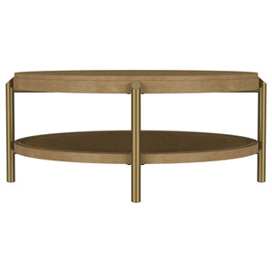 Coaster Arini Round Coffee Table With Storage Shelf Sand Wash