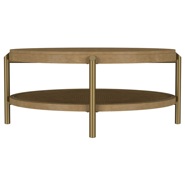 Coaster Arini Round Coffee Table With Storage Shelf Sand Wash