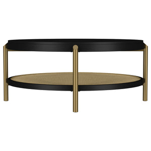 Coaster Arini Round Coffee Table With Storage Shelf Black