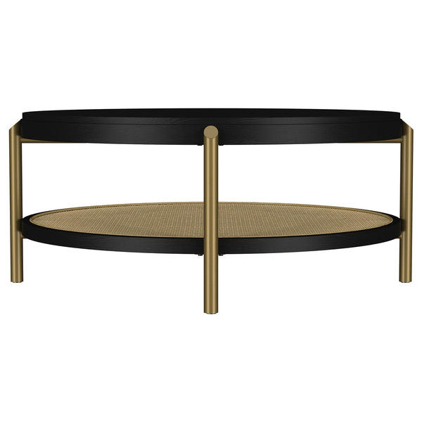 Coaster Arini Round Coffee Table With Storage Shelf Black