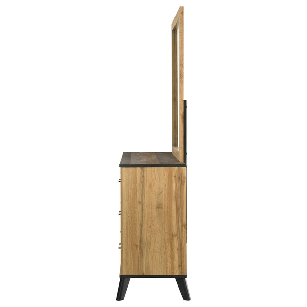 Coaster Kaywood 6-Drawer Dresser & Mirror Natural Pine