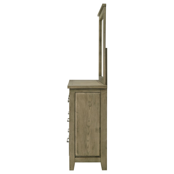 Coaster Hazlewood 6-Drawer Bedroom Dresser With Mirror Vineyard Oak