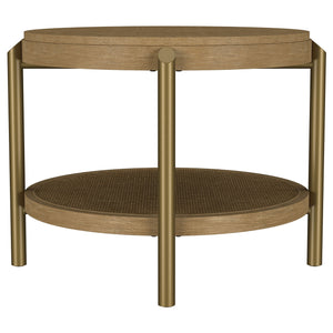 Coaster Arini Round End Side Table With Storage Shelf Sand Wash