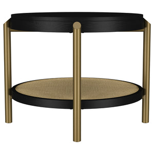 Coaster Arini Round End Side Table With Storage Shelf Black
