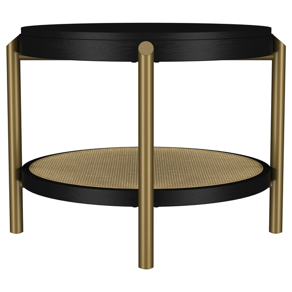 Coaster Arini Round End Side Table With Storage Shelf Black