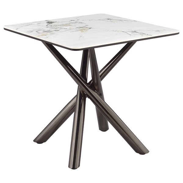Coaster Carvell Square Sintered Stone End Side Table Mirage White